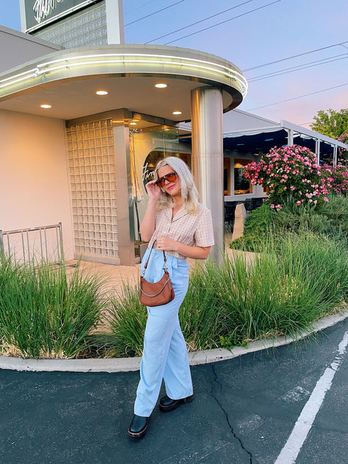 Vintage Summer Checked Top// Tan *HAI'S PICK*